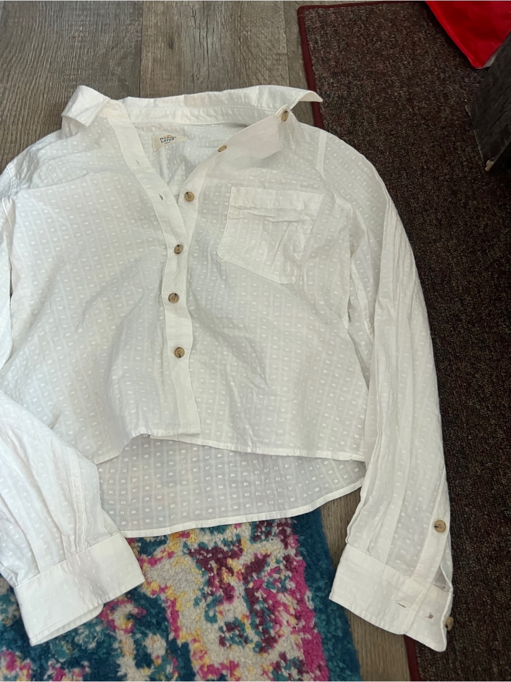 Marine layer white textured top size small